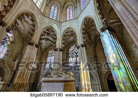 Stock Image - King João I and Queen Filipa de Lencastre tomb, Founder’s Chapel, Dominican Monastery of Batalha or Saint Mary of the Victory Monastery, Batalha, Leiria district, Portugal, Europe. Fotosearch