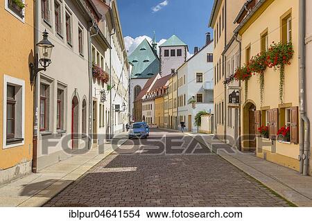 Kirchgasse with cathedral, Freiberg, Saxony, Germany, Europe View Large Photo Image Picture - Kirchgasse with cathedral, Freiberg, Saxony, Germany, Europe. Fotosearch