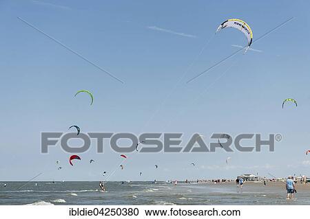 Kitesurfers, Pringle Kitesurf World Cup, Sankt Peter-Ording, North Sea, North Frisia, Schleswig-Holstein, Germany, Europe View Large Photo Image Stock Image - Kitesurfers, Pringle Kitesurf World Cup, Sankt Peter-Ording, North Sea, North Frisia, Schleswig-Holstein, Germany, Europe. Fotosearch
