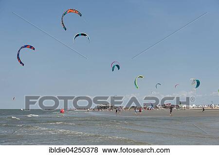 Kitesurfers, Pringle Kitesurf World Cup, Sankt Peter-Ording, North Sea, North Frisia, Schleswig-Holstein, Germany, Europe View Large Photo Image Stock Photo - Kitesurfers, Pringle Kitesurf World Cup, Sankt Peter-Ording, North Sea, North Frisia, Schleswig-Holstein, Germany, Europe. Fotosearch