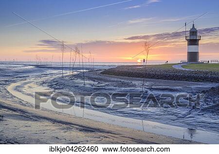 Stock Image - Kleiner Preusse lighthouse, Wadden Sea, Wremen, Lower Saxony, Germany, Europe. Fotosearch