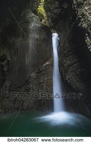 Stock Photo - Kozjak Waterfall, Triglav National Park, Slovenia, Europe. Fotosearch