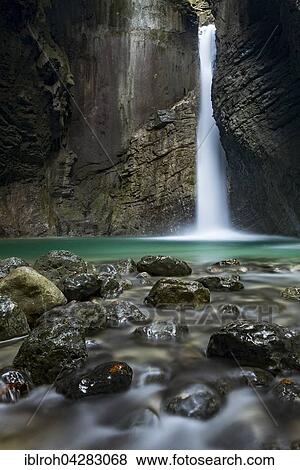 Stock Photo - Kozjak waterfall, Triglav National Park, Slovenia, Europe. Fotosearch