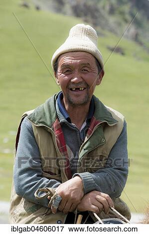 Stock Photo - Kyrgyz rider, Road to Song Kol Lake, Naryn province, Kyrgyzstan, Central Asia, Asia. Fotosearch