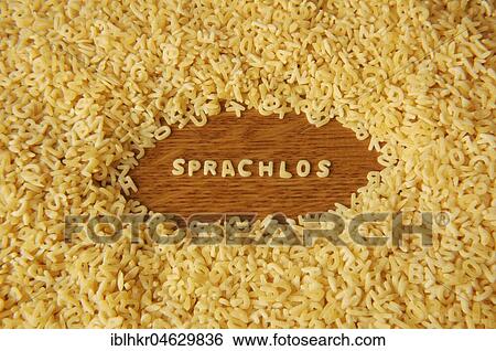 Stock Photograph - Language of letter noodles, noodles, letters, letter noodles, word, language, speechless. Fotosearch