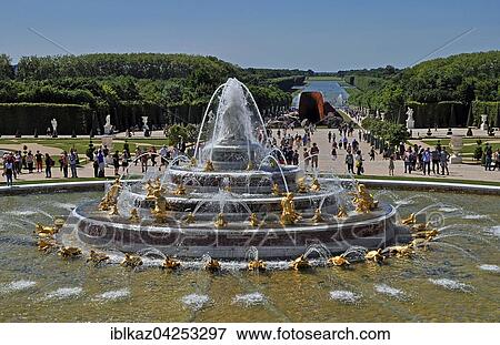 Stock Photo - Latona fountain in the castle gardens, Palace of Versailles, UNESCO World Heritage Site, Versailles, Yvelines, Region Ile-de-France, France, Europe. Fotosearch