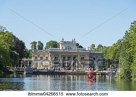 Stock Photography - Lazienki Palace with lake and park on an artificial island, Warsaw, Mazovia Province, Poland, Europe. Fotosearch