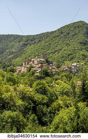 Picture - Le Rozier village, Gorges du Tarn and The Jonte, Lozere departement, Occitanie, France, Europe. Fotosearch