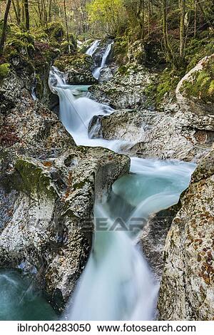 Stock Image - Lepenjica stream, cascades, Bovec, Triglav National Park, Slovenia, Europe. Fotosearch