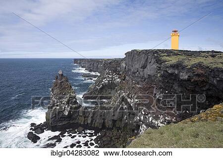 Stock Image - Lighthouse Skalasnagi, Iceland, Europe. Fotosearch