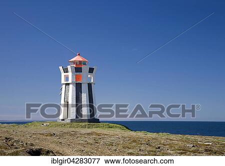 Lighthouse Straumnes, Iceland, Europe View Large Photo Image Stock Photo - Lighthouse Straumnes, Iceland, Europe. Fotosearch
