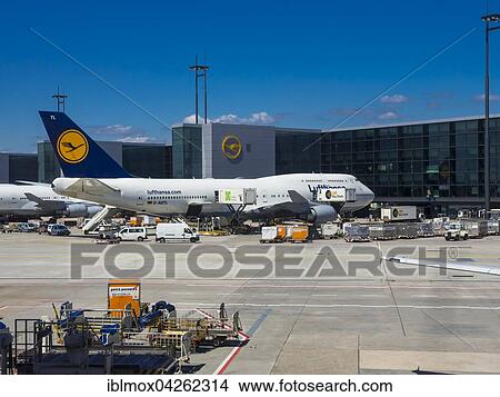 Picture - Lufthansa Boeing 747, Frankfurt Airport, Frankfurt, Hesse, Germany, Europe. Fotosearch