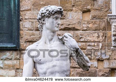 Marble statue David by Michelangelo in front of Palazzo Vecchio, Piazza della Signoria, Florence, Italy, Europe View Large Photo Image Stock Photo - Marble statue David by Michelangelo in front of Palazzo Vecchio, Piazza della Signoria, Florence, Italy, Europe. Fotosearch