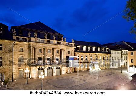 Picture - Margravial Opera House, 1748, at twilight, UNESCO World Heritage Site, Bayreuth, Upper Franconia, Bavaria, Germany, Europe. Fotosearch
