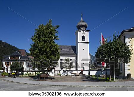 Market place with parish church Sankt Sigismund, Strobl am Wolfgangsee, Salzkammergut, province of Salzburg, Austria, Europe View Large Photo Image Stock Photograph - Market place with parish church Sankt Sigismund, Strobl am Wolfgangsee, Salzkammergut, province of Salzburg, Austria, Europe. Fotosearch
