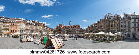 Stock Photograph - Marketplace, restaurants, historic centre, Warsaw, Mazovia, Poland, Europe. Fotosearch