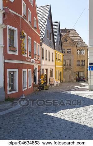 Stock Image - Medieval impression in Badergasse, Löbau, Saxony, Germany, Europe. Fotosearch