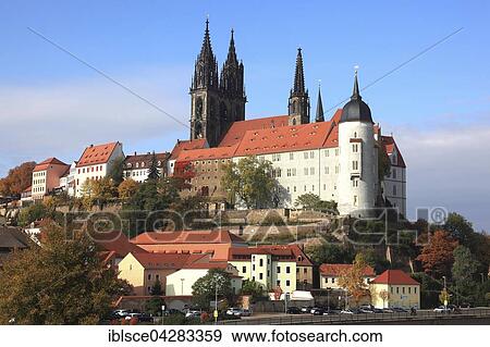 Stock Photo - Meissen Castle Hill, cathedral and Albrechtsburg Castle, Saxony, Germany, Europe. Fotosearch