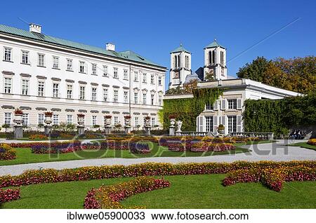 Mirabell Garden, Mirabell Palace with Andräkirche, Salzburg, Austria, Europe View Large Photo Image Stock Image - Mirabell Garden, Mirabell Palace with Andräkirche, Salzburg, Austria, Europe. Fotosearch