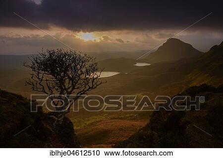 Mountainous landscape with dramatic lighting, Quiraing, Isle of Skye, Scotland View Large Photo Image Stock Image - Mountainous landscape with dramatic lighting, Quiraing, Isle of Skye, Scotland. Fotosearch