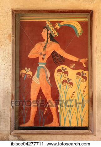 Mural, Palace of the Minoans, Knossos, Crete, Greece, Europe View Large Photo Image Stock Image - Mural, Palace of the Minoans, Knossos, Crete, Greece, Europe. Fotosearch