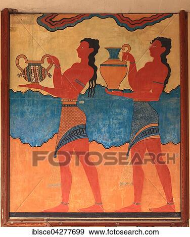 Mural, Palace of the Minoans, Knossos, Crete, Greece, Europe View Large Photo Image Stock Photo - Mural, Palace of the Minoans, Knossos, Crete, Greece, Europe. Fotosearch
