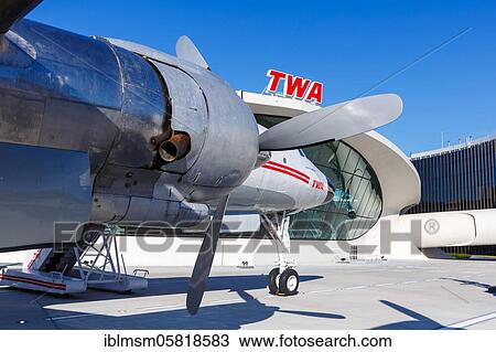 Stock Image - New York, United States, February 29, 2020: A Lockheed L1649A Starliner aircraft of TWA Trans World Airlines with registration number N8083H at New York John F Kennedy (JFK) Airport in the United States, North America. Fotosearch