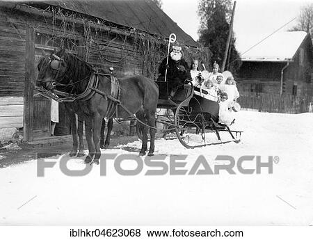 Nikolaus with sledge and children ca. 1929, exact place unknown, Germany, Europe View Large Photo Image Stock Photo - Nikolaus with sledge and children ca. 1929, exact place unknown, Germany, Europe. Fotosearch