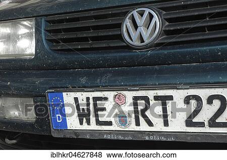 Stock Photo - Number plate Wert, Germany, Europe. Fotosearch