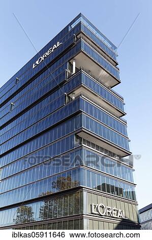 Stock Photograph - Office building L'Oréal Germany, Group headquarters, Düsseldorf, North Rhine-Westphalia, Germany, Europe. Fotosearch