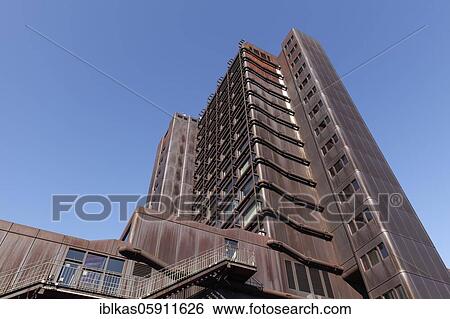 Stock Photograph - Office building with facade made of corten steel, layer of rust, Landesbetrieb IT. North Rhine-Westphalia, architect Gottfried Böhm, Düsseldorf, North Rhine-Westphalia, Germany, Europe. Fotosearch