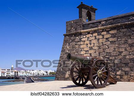 Old cannon, fort, Castillo de San Gabriel, Arrecife, Lanzarote, Canary Islands, Spain, Europe View Large Photo Image Stock Image - Old cannon, fort, Castillo de San Gabriel, Arrecife, Lanzarote, Canary Islands, Spain, Europe. Fotosearch