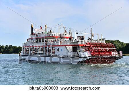 Stock Image - Paddle steamer Schlei Princess, Kappeln, Schleswig Holstein, Germany, Europe. Fotosearch