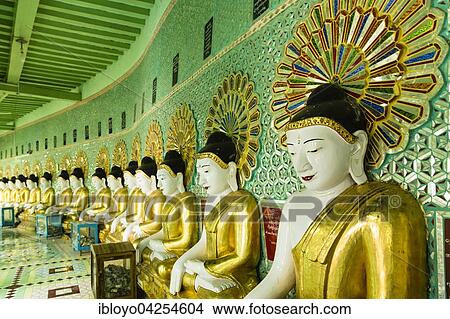Picture - Pagoda of Umin Thounzeh, Sagaing or Sagang, Mandalay, Myanmar, Asia. Fotosearch