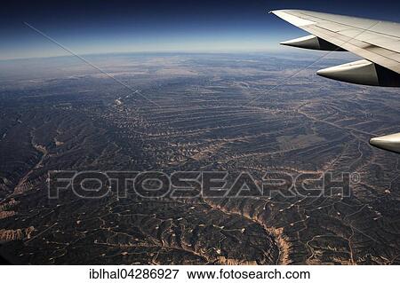 Stock Photo - Parachute surroundings, view from plane, Colorado, USA, North America. Fotosearch
