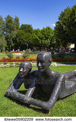 Park on the lakeside promenade with bronze statue, Strobl am Wolfgangsee, Salzkammergut, Province of Salzburg, Austria, Europe View Large Photo Image Stock Photo - Park on the lakeside promenade with bronze statue, Strobl am Wolfgangsee, Salzkammergut, Province of Salzburg, Austria, Europe. Fotosearch