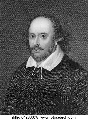 Stock Photo - Portrait of William Shakespeare, 1564, 1616, English playwright, poet and actor. Fotosearch