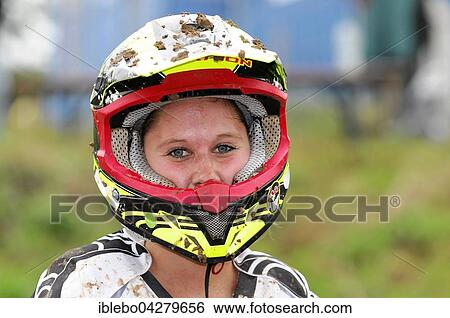 Stock Photograph - Portrait, Sina Willmann, European Championship,, Quad 2015, Rudersberger Motocross, Rudersberg, Baden Wurttemberg, Germany, Europe. Fotosearch