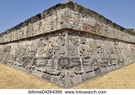 Stock Photography - Pyramid of the Feathered Serpents, Ruins of Xochicalco, Cuernavaca, Morelos, Mexico, North America. Fotosearch