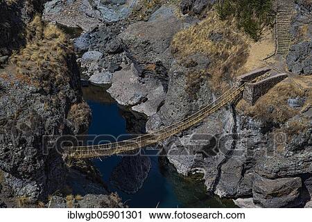 Qu'eswachaka suspension bridge, rope bridge made of woven Peruvian Feathergrass (Stipa ichu), over the Apurimac River, last known working Inca suspension bridge, national cultural heritage of Peru, Southern Peru, Peru, South America View Large Photo Image Stock Image - Qu'eswachaka suspension bridge, rope bridge made of woven Peruvian Feathergrass (Stipa ichu), over the Apurimac River, last known working Inca suspension bridge, national cultural heritage of Peru, Southern Peru, Peru, South America. Fotosearch