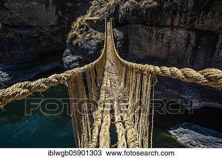 Qu'eswachaka suspension bridge, rope bridge made of woven Peruvian Feathergrass (Stipa ichu), over the Apurimac River, last known working Inca suspension bridge, national cultural heritage of Peru, Southern Peru, Peru, South America View Large Photo Image Stock Image - Qu'eswachaka suspension bridge, rope bridge made of woven Peruvian Feathergrass (Stipa ichu), over the Apurimac River, last known working Inca suspension bridge, national cultural heritage of Peru, Southern Peru, Peru, South America. Fotosearch
