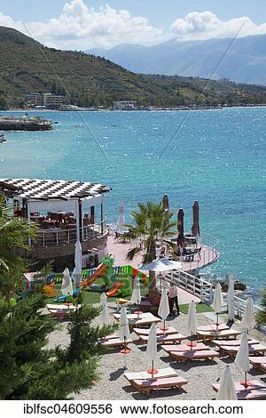 Radhime, Riviera, Ionian Sea, Albania, Europe View Large Photo Image Stock Photograph - Radhime, Riviera, Ionian Sea, Albania, Europe. Fotosearch