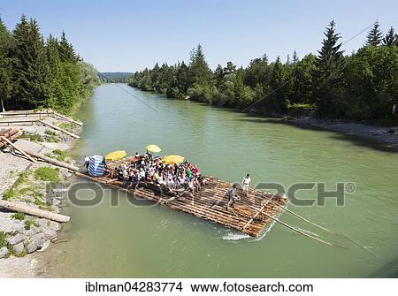Raft launching on the river Isar, raft trip, nature reserve Isarauen, Pupplinger Au, Wolfratshausen, Upper Bavaria, Bavaria, Germany, Europe View Large Photo Image Picture - Raft launching on the river Isar, raft trip, nature reserve Isarauen, Pupplinger Au, Wolfratshausen, Upper Bavaria, Bavaria, Germany, Europe. Fotosearch