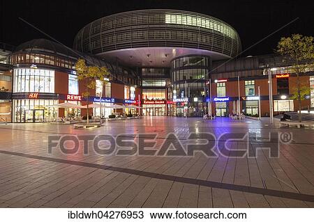 Rathaus-Galerie shopping centre at night, Leverkusen, North Rhine-Westphalia, Germany, Europe View Large Photo Image Stock Image - Rathaus-Galerie shopping centre at night, Leverkusen, North Rhine-Westphalia, Germany, Europe. Fotosearch