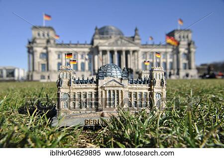 Stock Photography - Reichstag model in front of the Reichstag, Berlin, Germany, Europe. Fotosearch