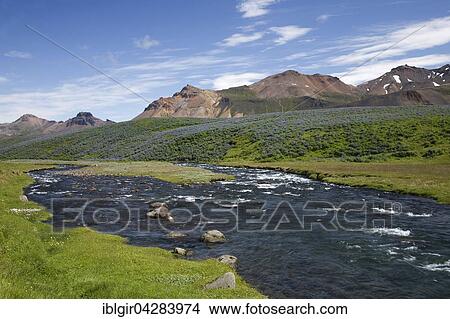 River Fjaroara and vulcanic mountains, Borgafjordur, Iceland, Europe View Large Photo Image Picture - River Fjaroara and vulcanic mountains, Borgafjordur, Iceland, Europe. Fotosearch