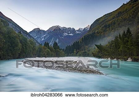 Stock Photograph - River Soca, Soca Valley, Bovec, Triglav National Park, Slovenia, Europe. Fotosearch