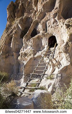 Stock Photo - Ruins of Ancestral Puebloan dwellings, Bandelier National Monument, Los Alamos, New Mexico, USA, North America. Fotosearch