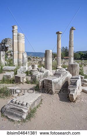 Ruins, of columns, historic Helenistic and Roman Archaeological site, Ephesus, Turkey, Asia View Large Photo Image Stock Image - Ruins, of columns, historic Helenistic and Roman Archaeological site, Ephesus, Turkey, Asia. Fotosearch