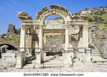 Ruins, Temple of Hadrian, Ephesus, Turkey, Asia View Large Photo Image Stock Image - Ruins, Temple of Hadrian, Ephesus, Turkey, Asia. Fotosearch